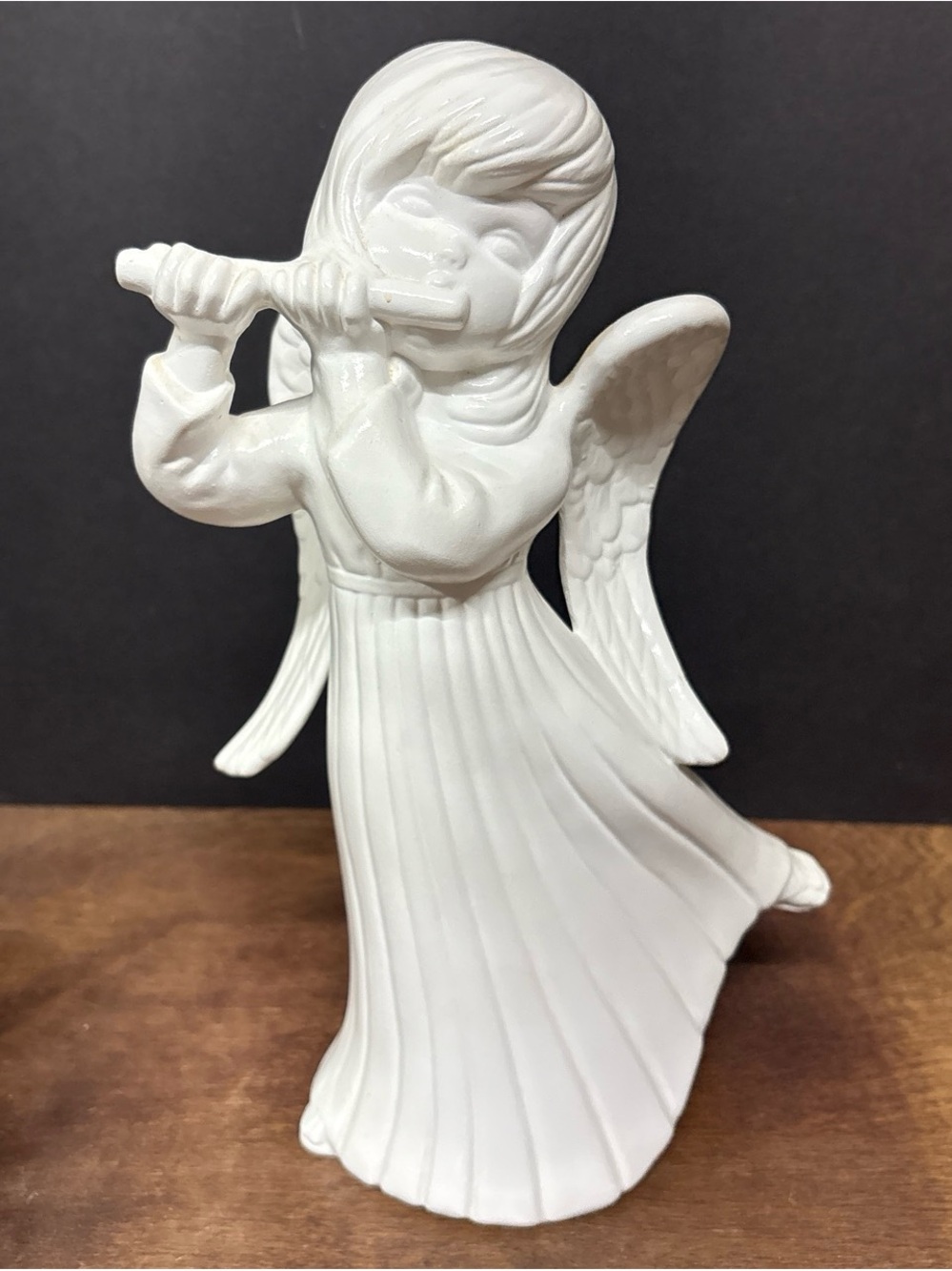 Vintage Atlantic Mold Angel Girl Playing Flute Ceramic Figurine